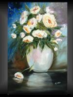 Magic Flowers - Modern Gallery Original Painting Garden Roses Vase Elka - Acrylic On Canvas